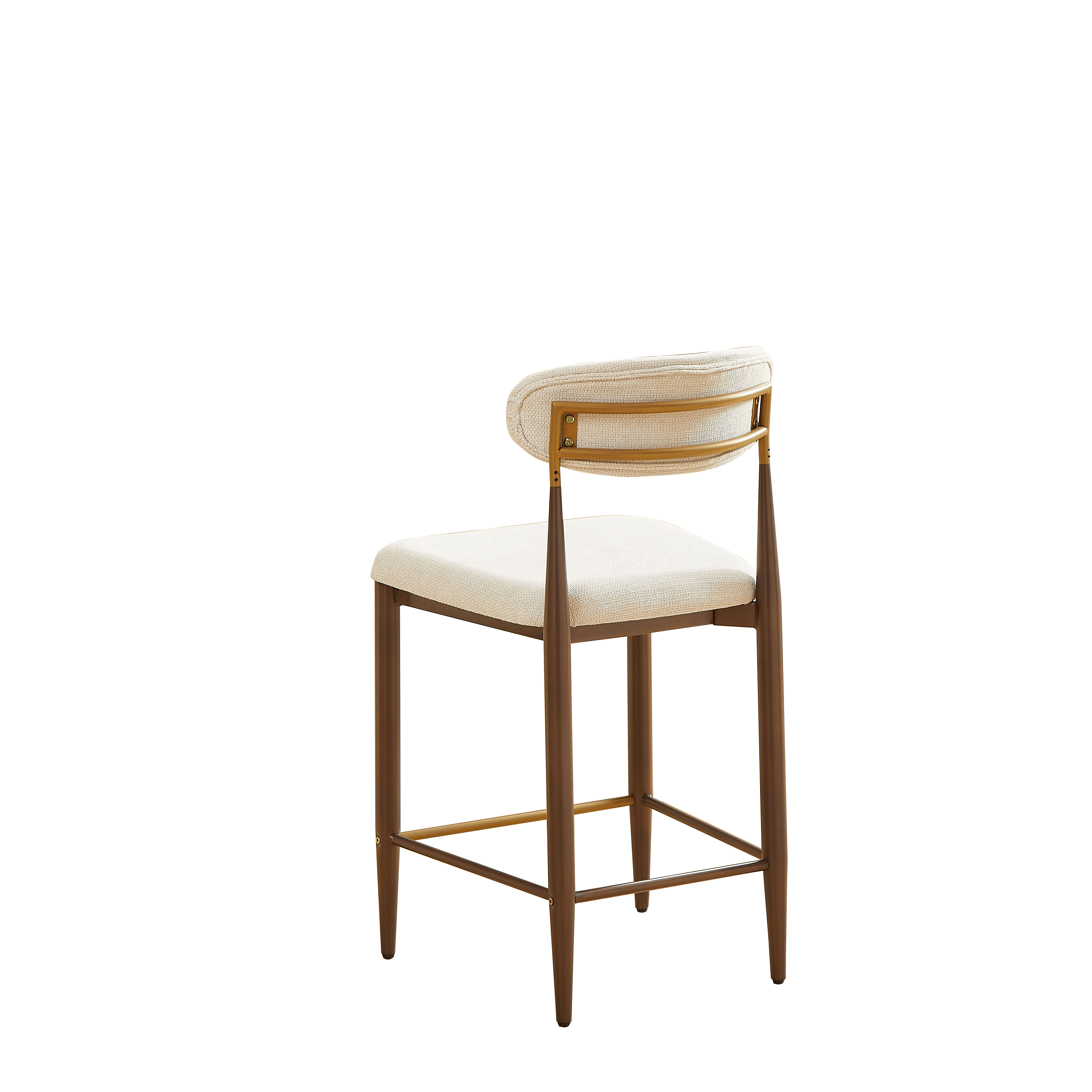 Set of 2 Bar Stools Counter Height French Country Retro - Cream Fabric