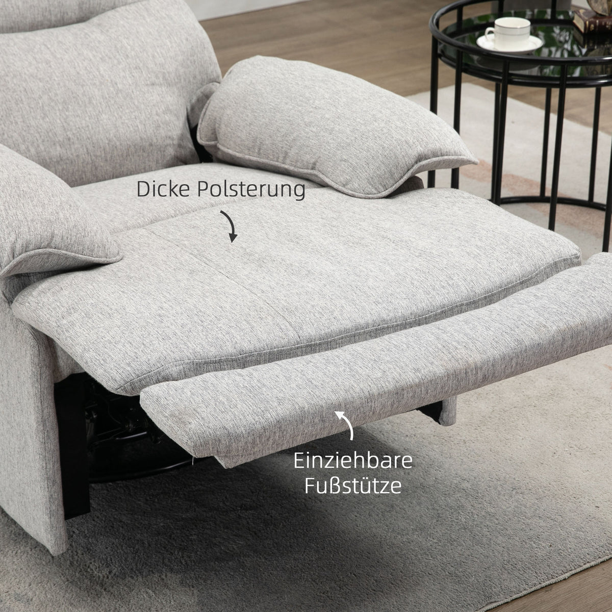 Reclining TV Armchair, Swivel Function Spring Core System Footrest