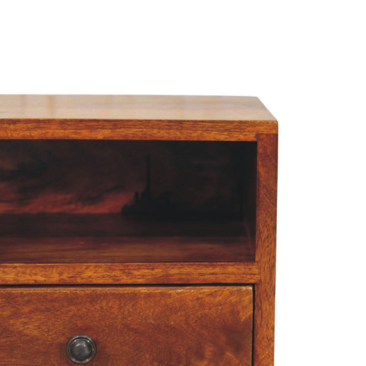 Solis Wall Mounted Nightstand, 1-Drawer, Chestnut Wood