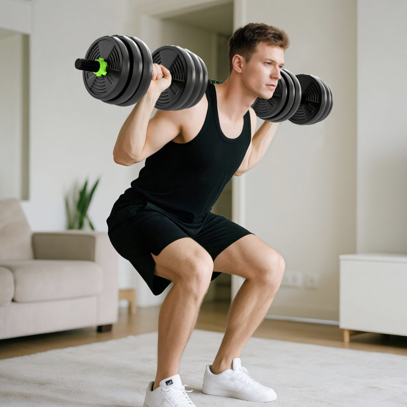 Adjustable Dumbbell Set, 20 kg Barbell Weight Training Set