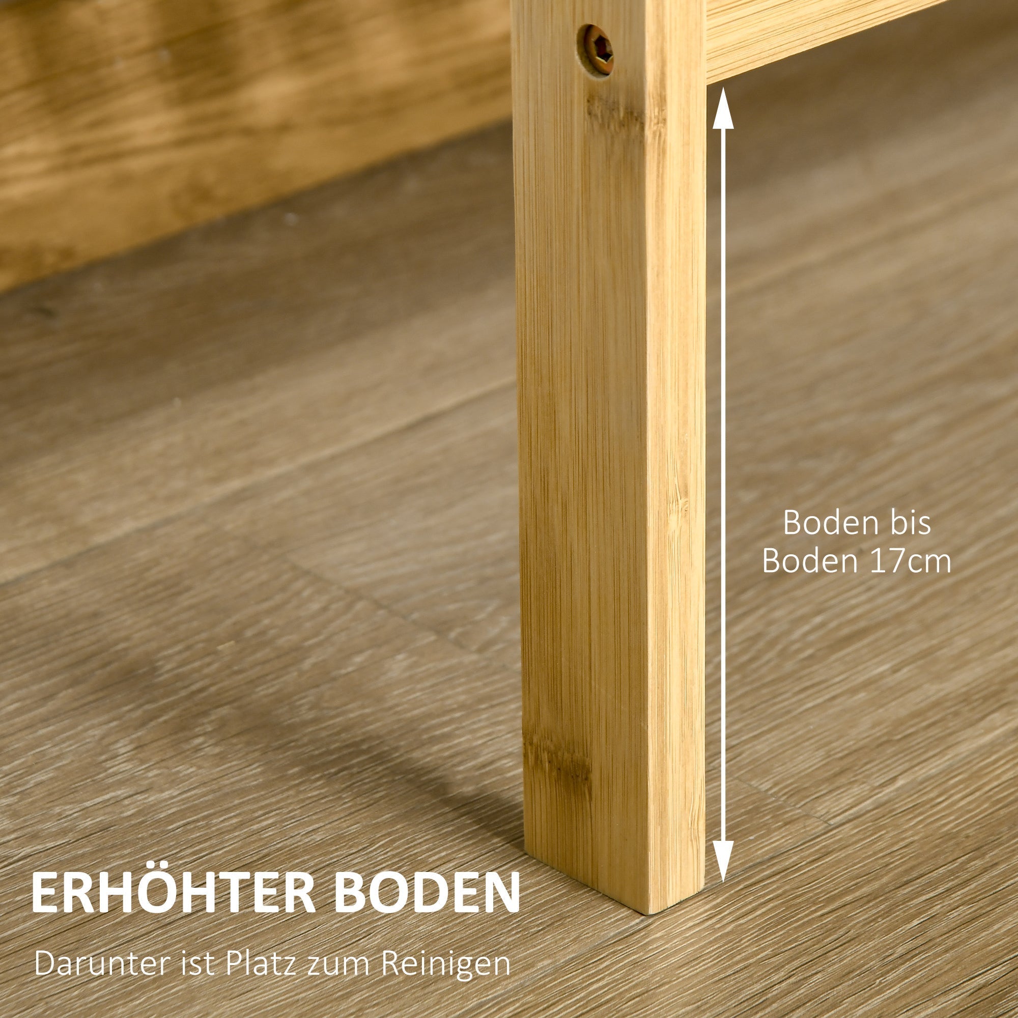 Bathroom Shelf, 3 Levels Standing Kitchen, Natural Bamboo
