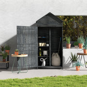 Garden Shed 4-Tier with 3 Shelves, Lockable 2 Doors - Grey
