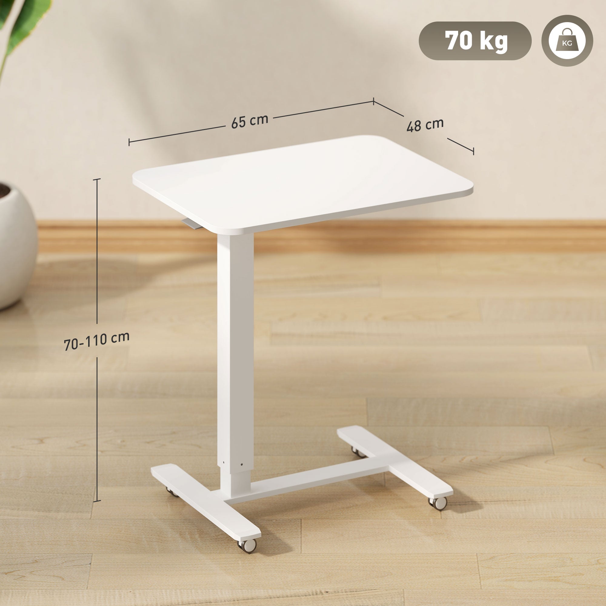 Aosom C-Shaped Sit-Stand Desk, Height-Adjustable with Wheels, White