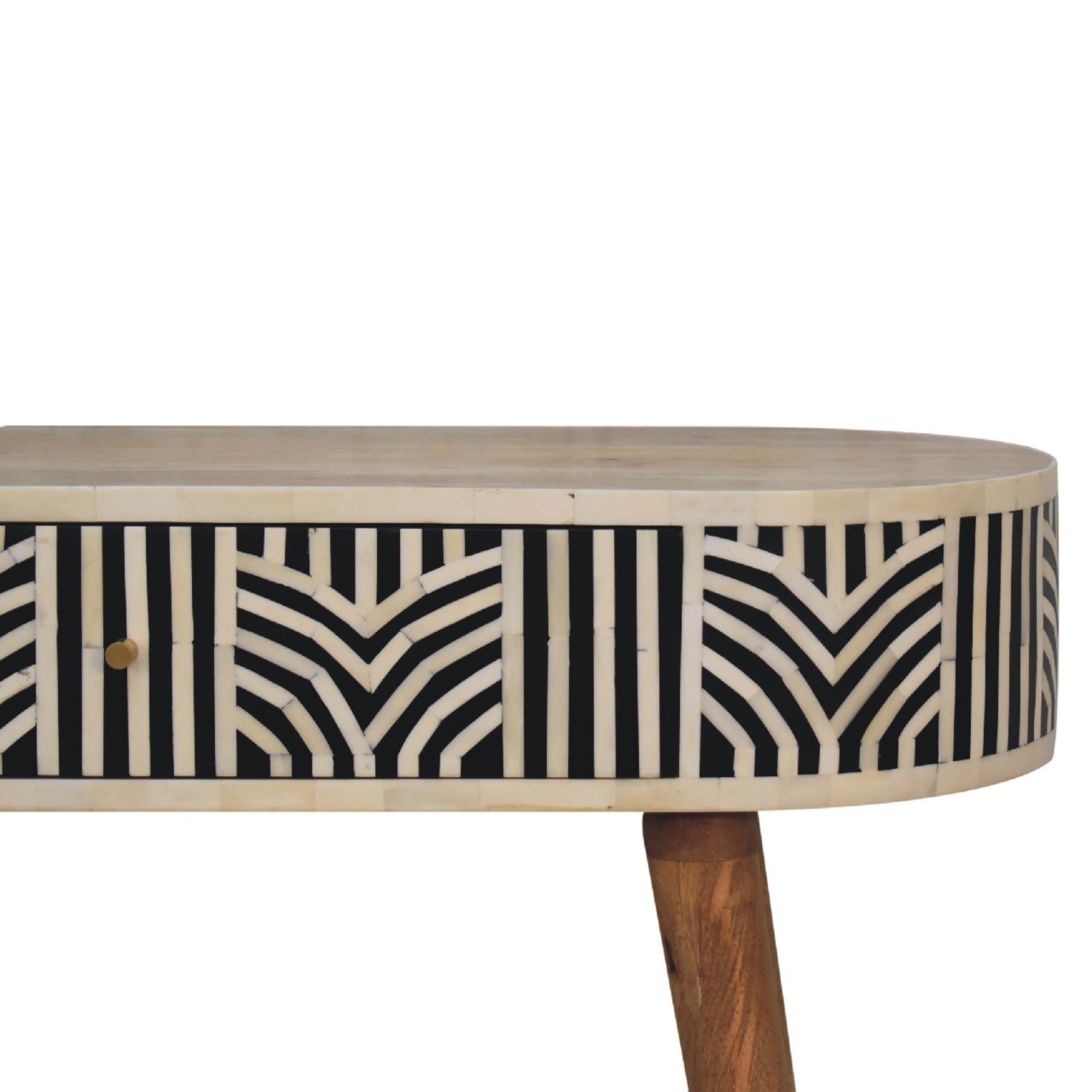 Edessa Console Table, Bone Inlay 1 Drawer, Solid Wood Black and White