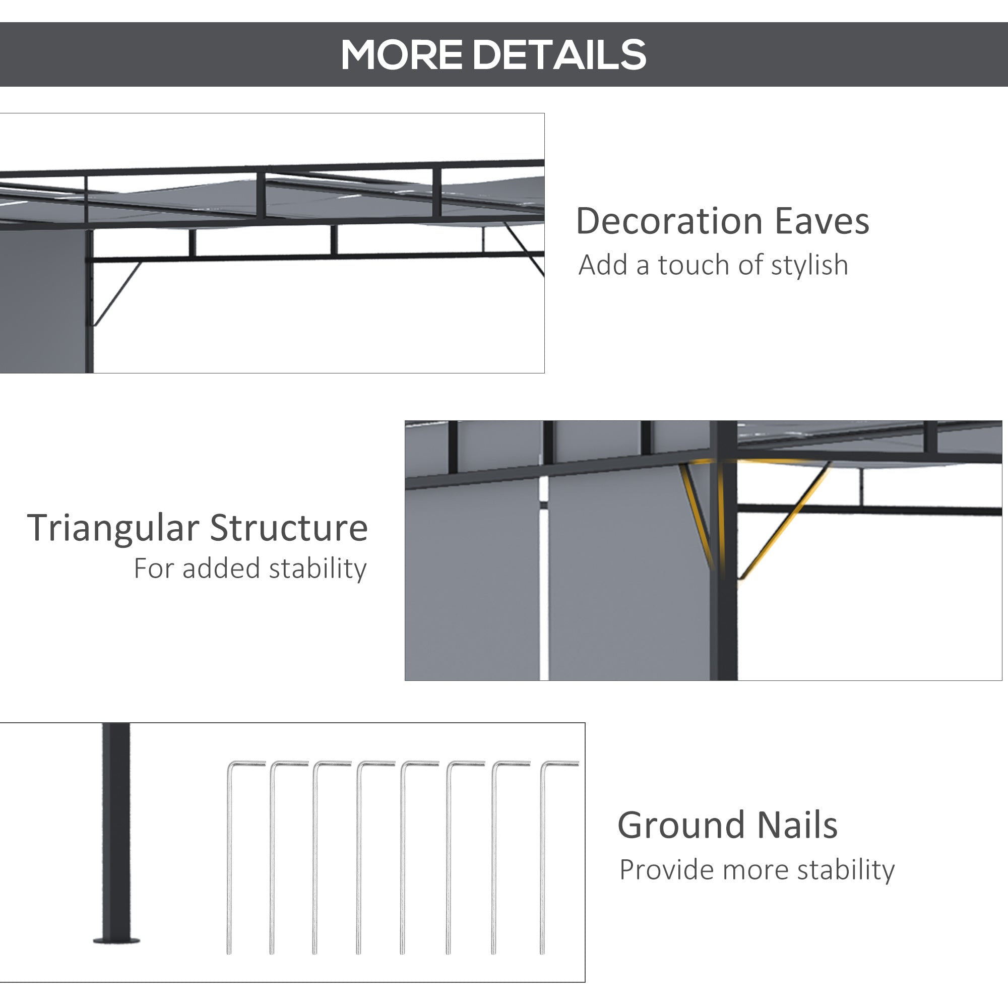 Pergola Gazebo 3x3m Retractable Roof Canopy Dark Grey