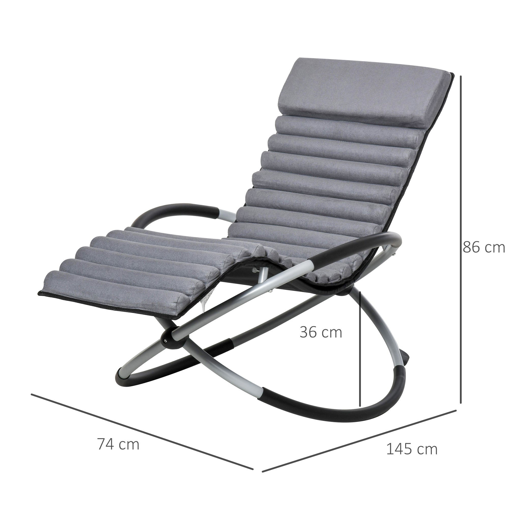 Ergonomic 2-in-1 Rocking Chair Garden Lounger Spherical Design Metal/Textilene Black