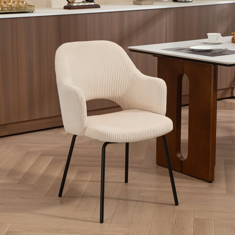 Dining Chair Corduroy Shell Metal Legs - Beige