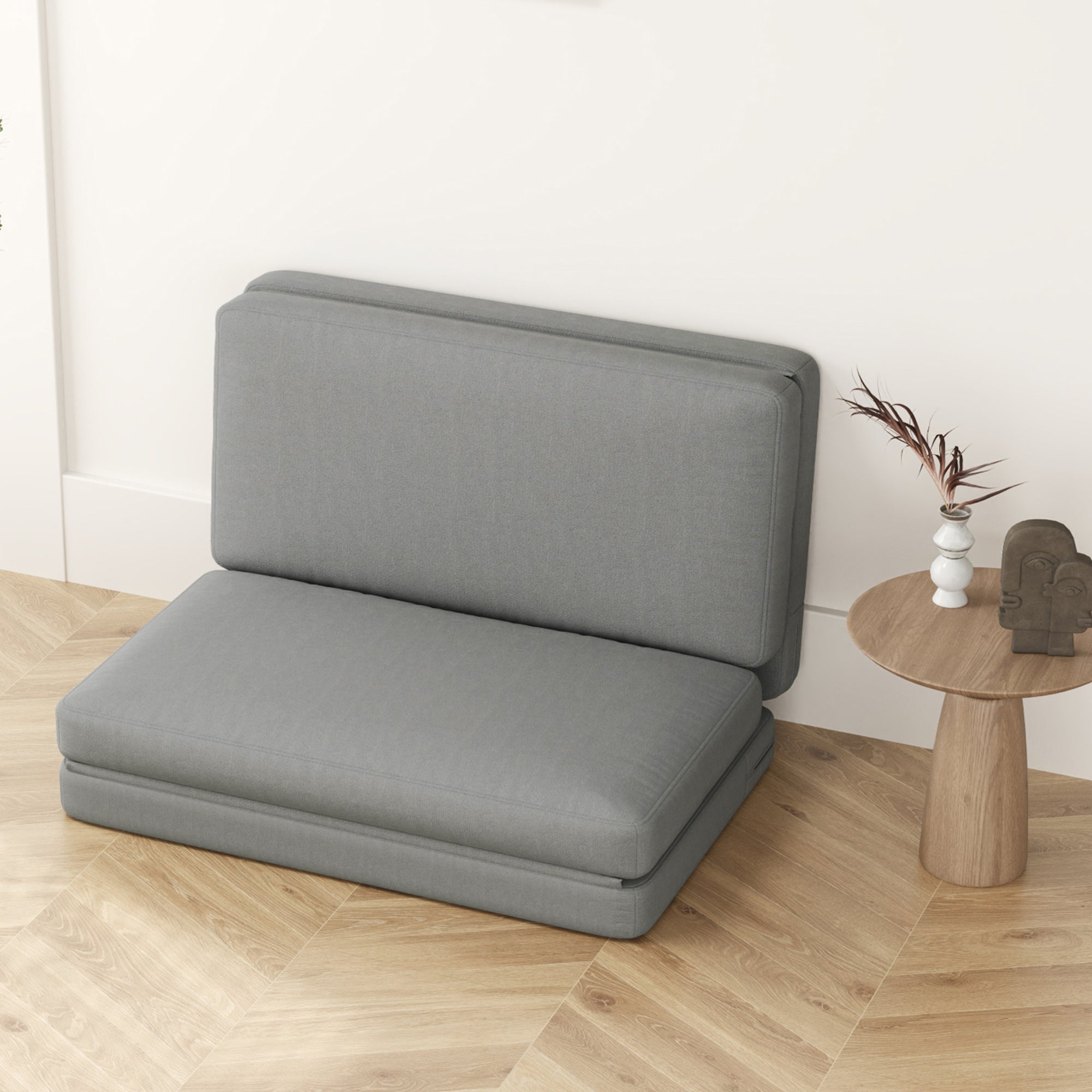 3-in-1 Schlafsofa mit Stauraum, Samt, Hellgrau