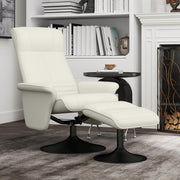 Reclining Armchair with Footstool, Swivel Lounge TV Chair, 150kg Capacity, Microfiber Fabric, Cream White