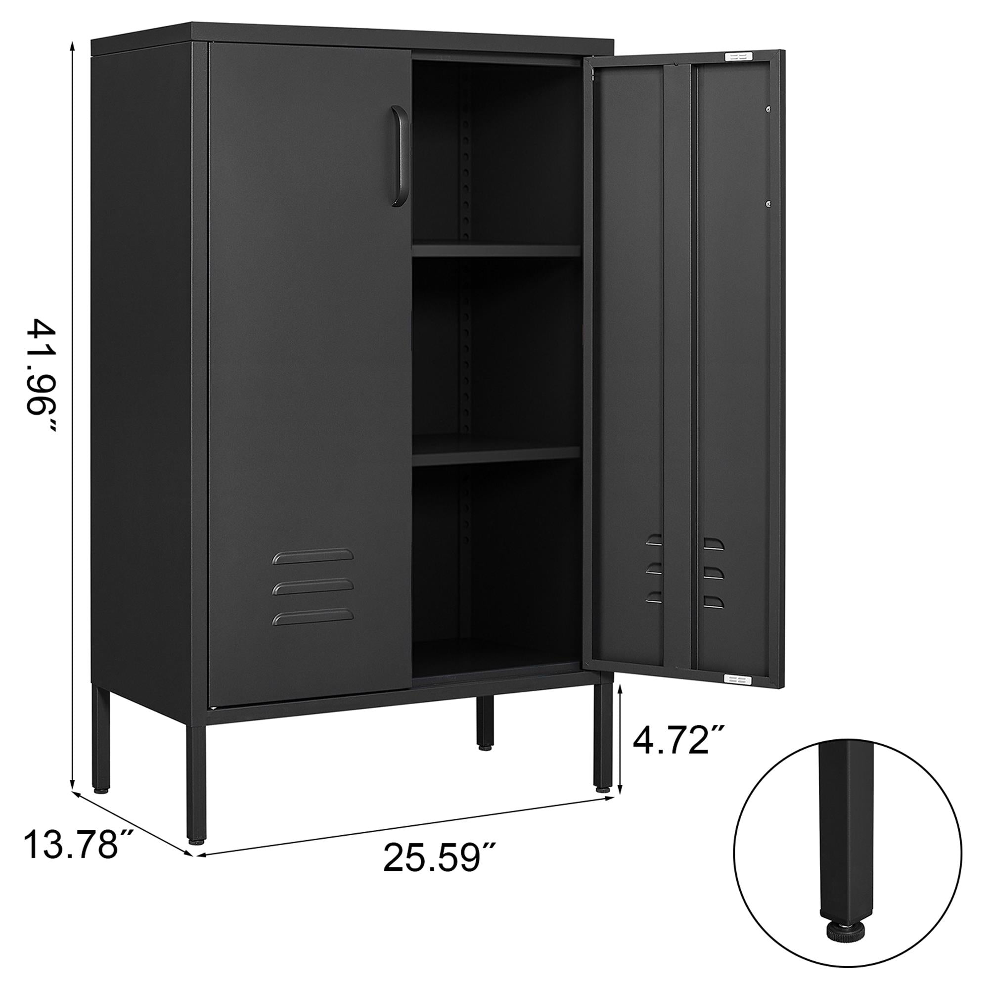 Steel Storage Cabinet 2 Door 2 Movable Shelves - Steel