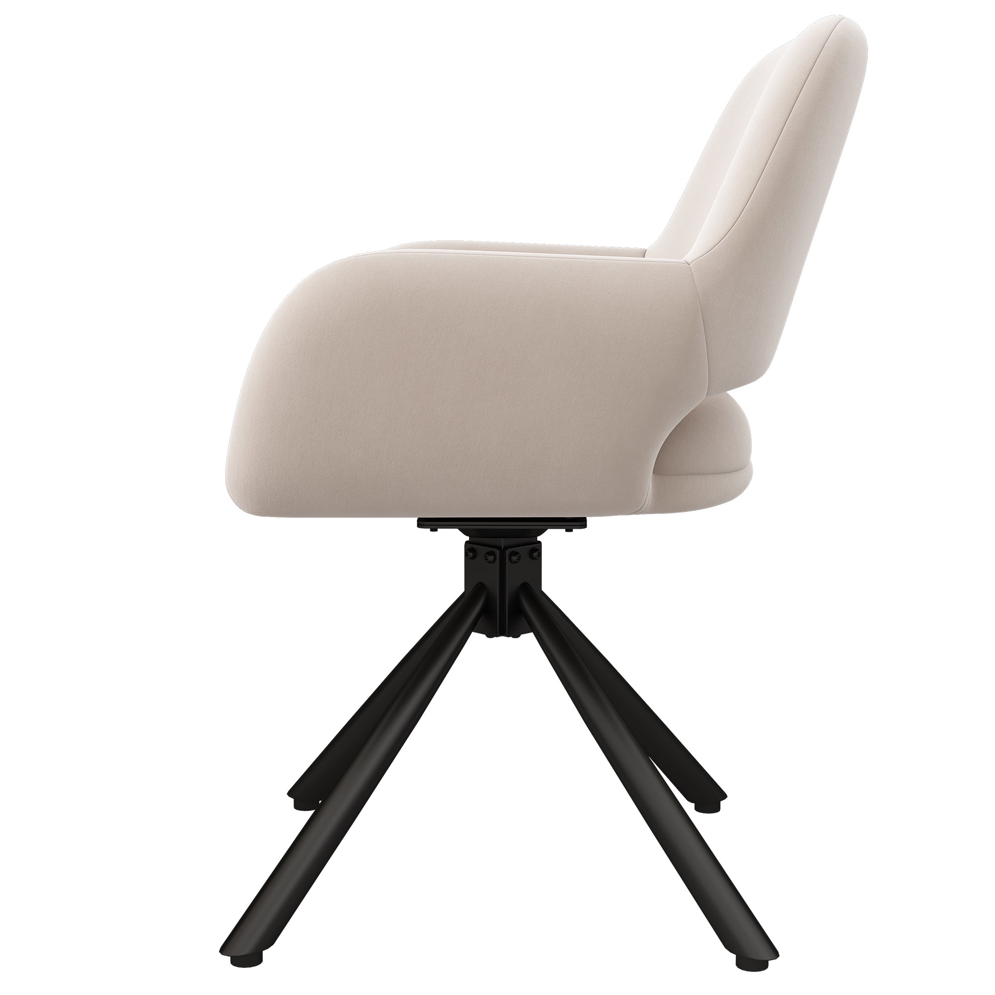 Dining Chair Set of 6 Swivel Modern With Handrails Velvet Beige