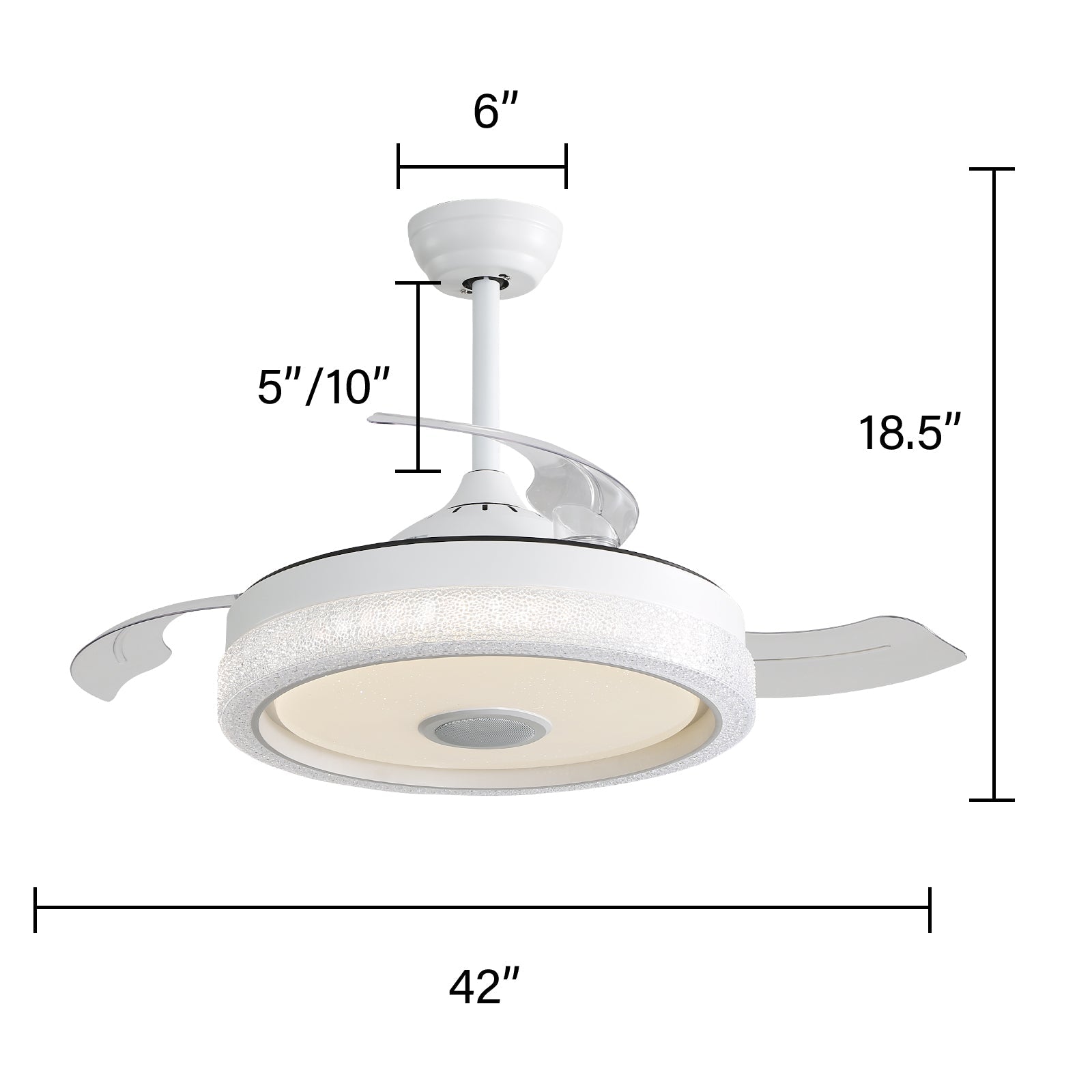42-inch Ceiling Fan, Multi-Colored 32W LED Light & DC Motor, ABS Blades