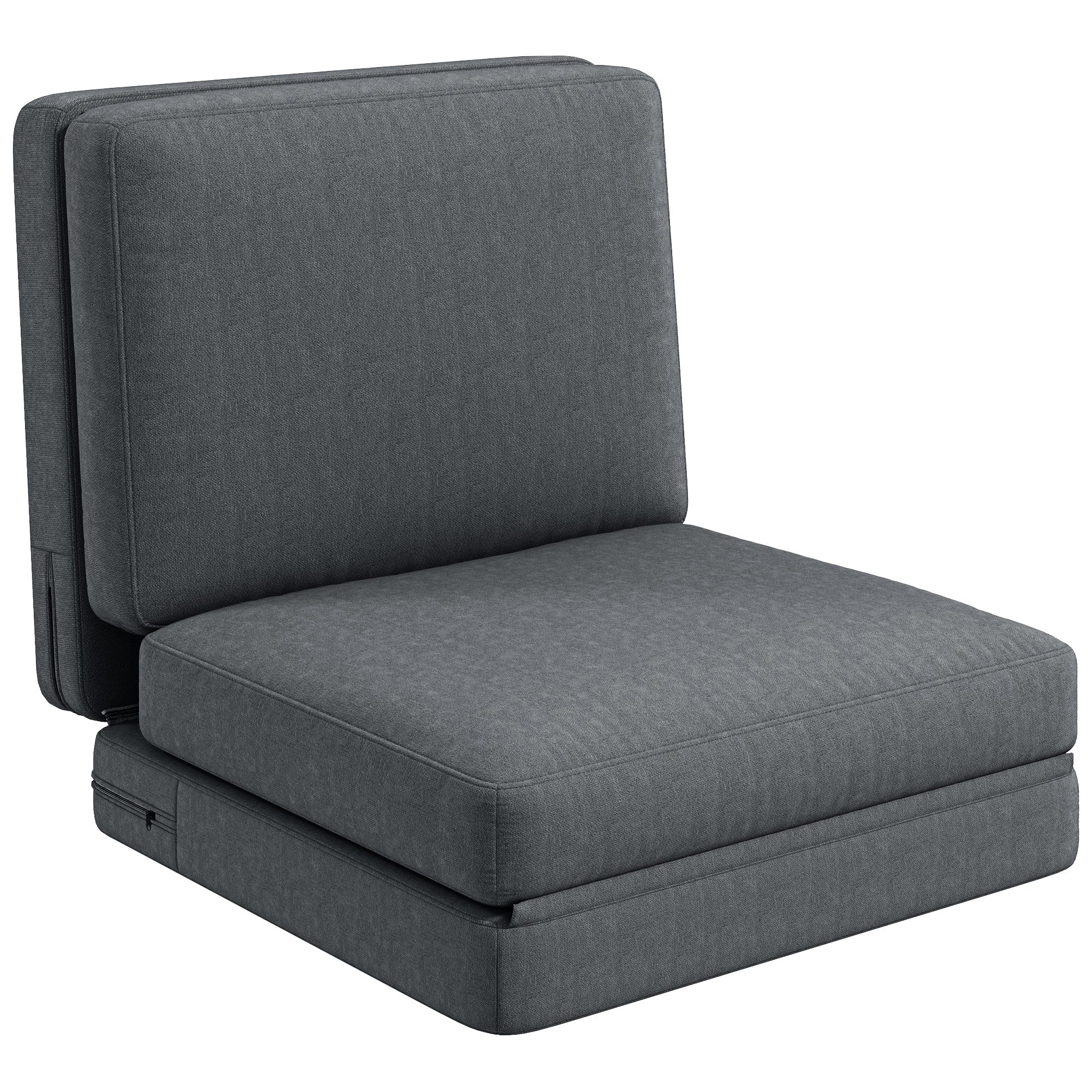 Folding Sofa Bed, 3-in-1 Velvet, Storage Space, Dark Grey