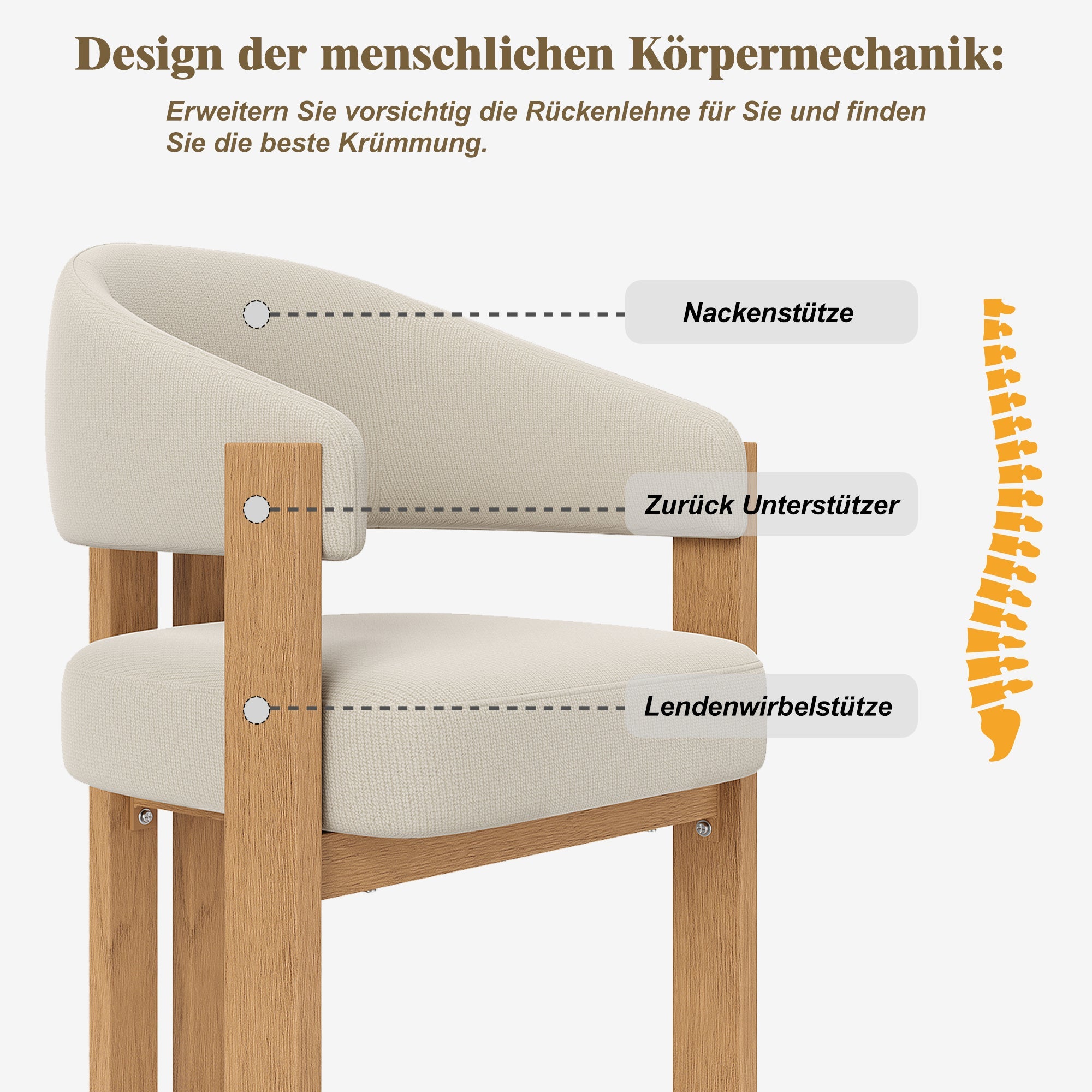 Ergonomic Dining Chair Set of 2 with Thick Padding and Sturdy Iron Legs, Wood Look