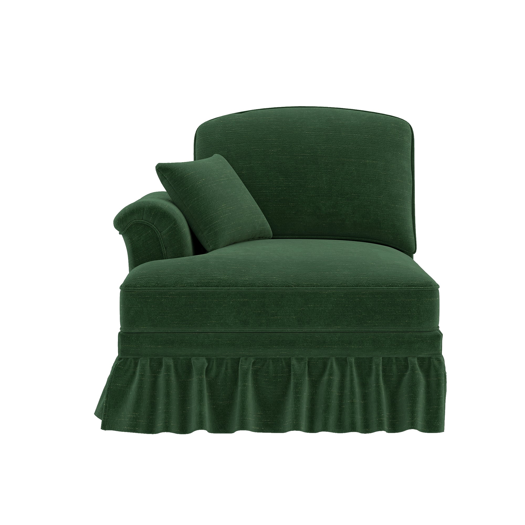 Windsor Modular LSF Cloud Sofa with Removable Ruffle and Cushion, Green Chenille