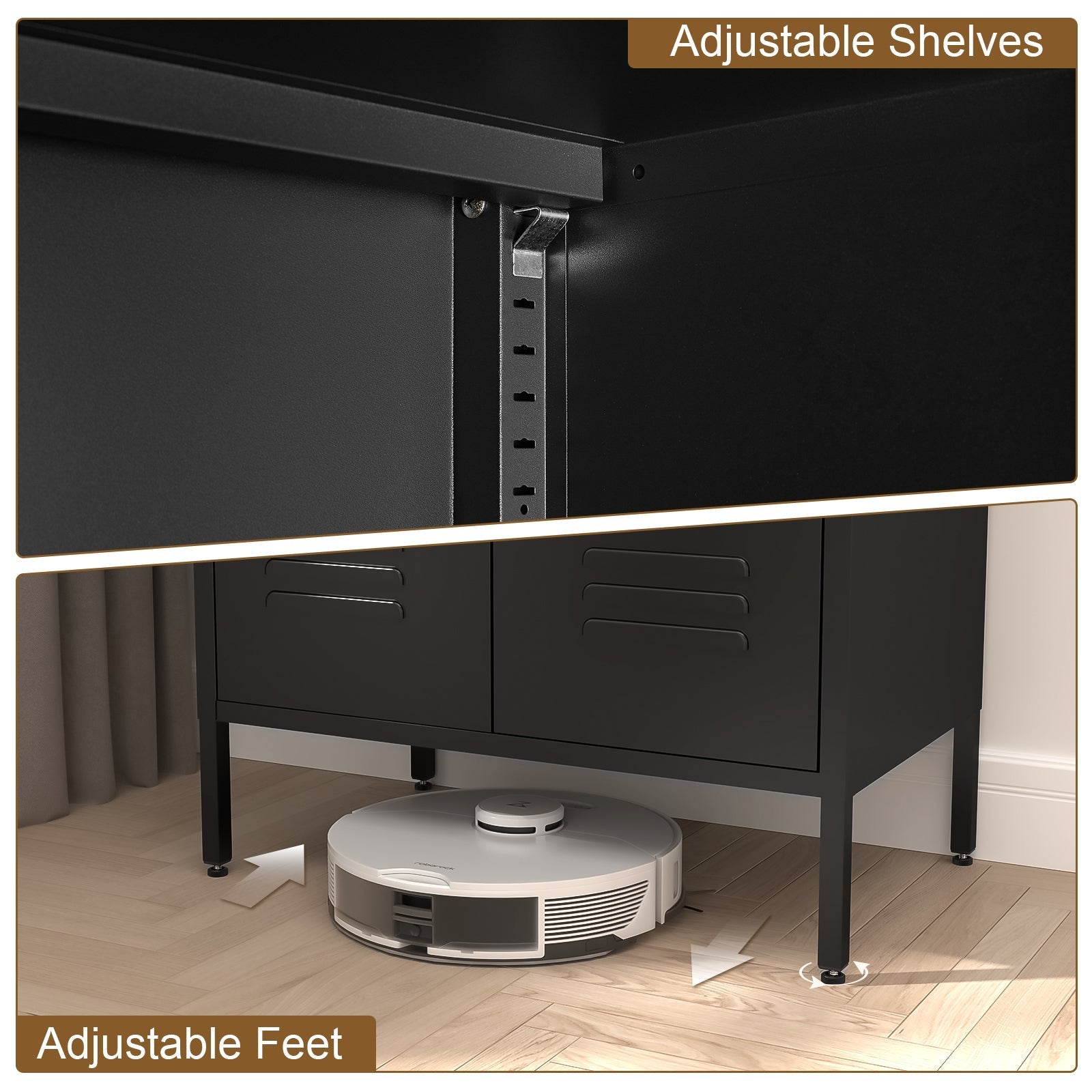 Steel Storage Cabinet 2 Door 2 Movable Shelves - Steel