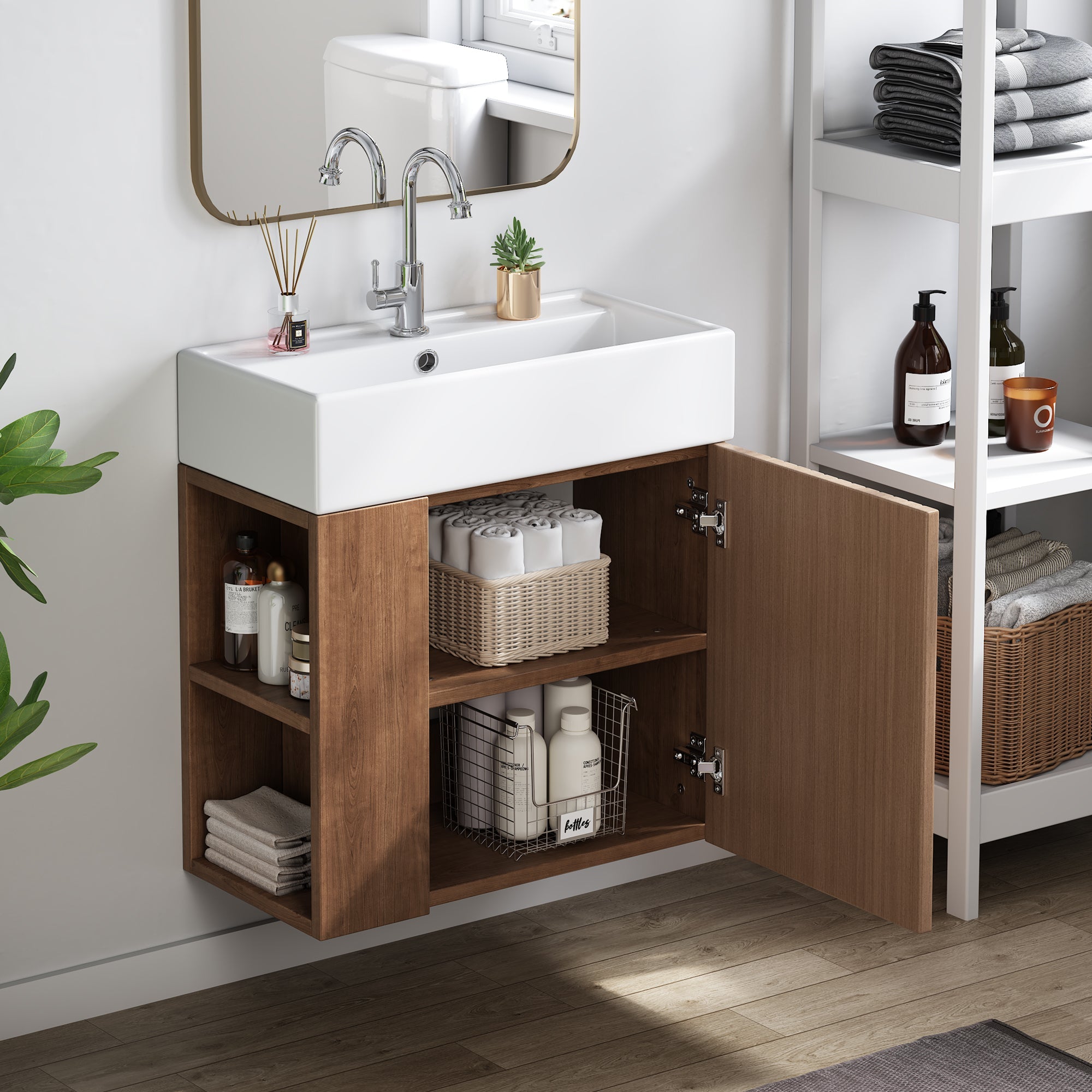 Bathroom Furniture Washbasin, 55cm Vanity Unit, Hanging, White