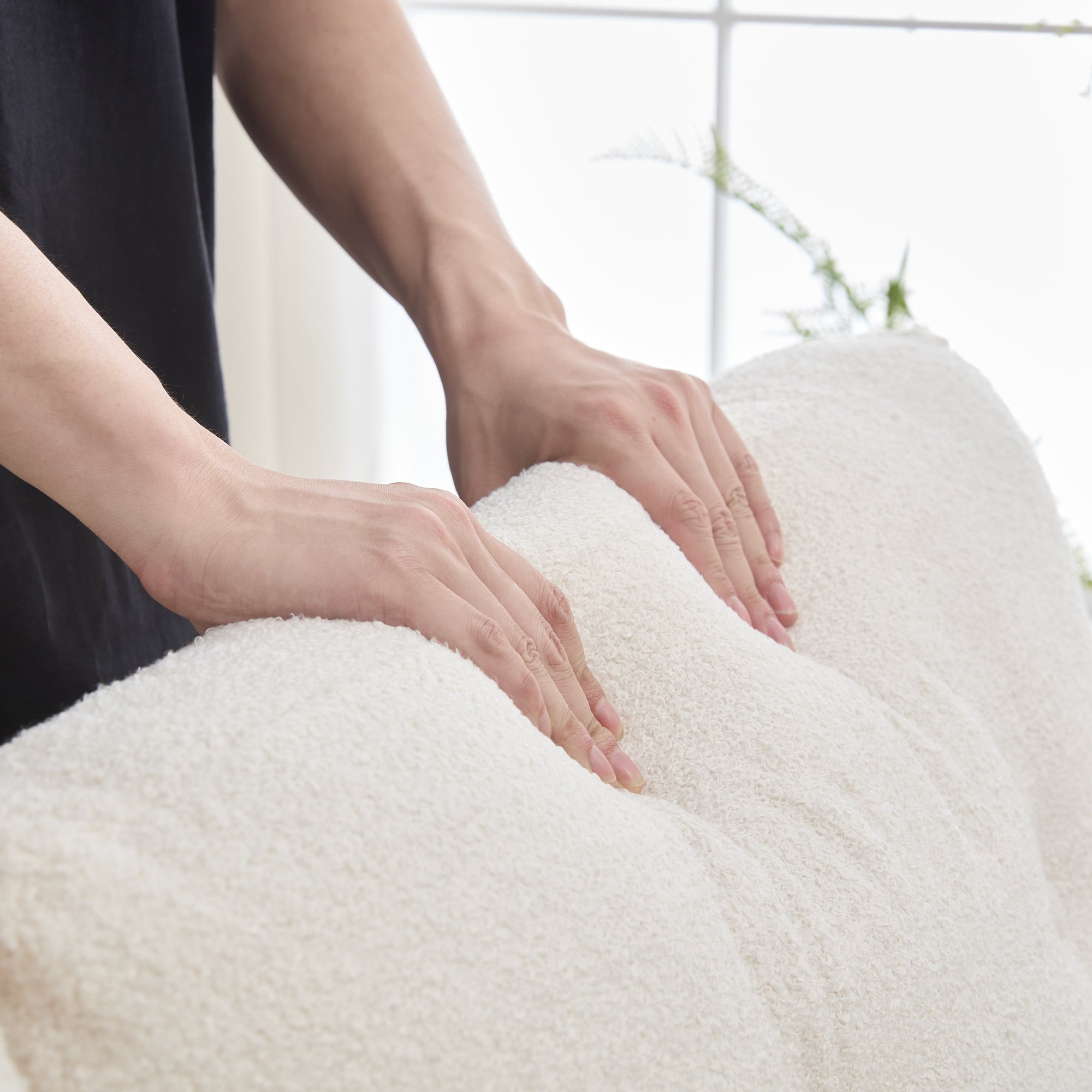 Sofa 2-Seater Double Drawer Storage Crepe Texture - Ivory