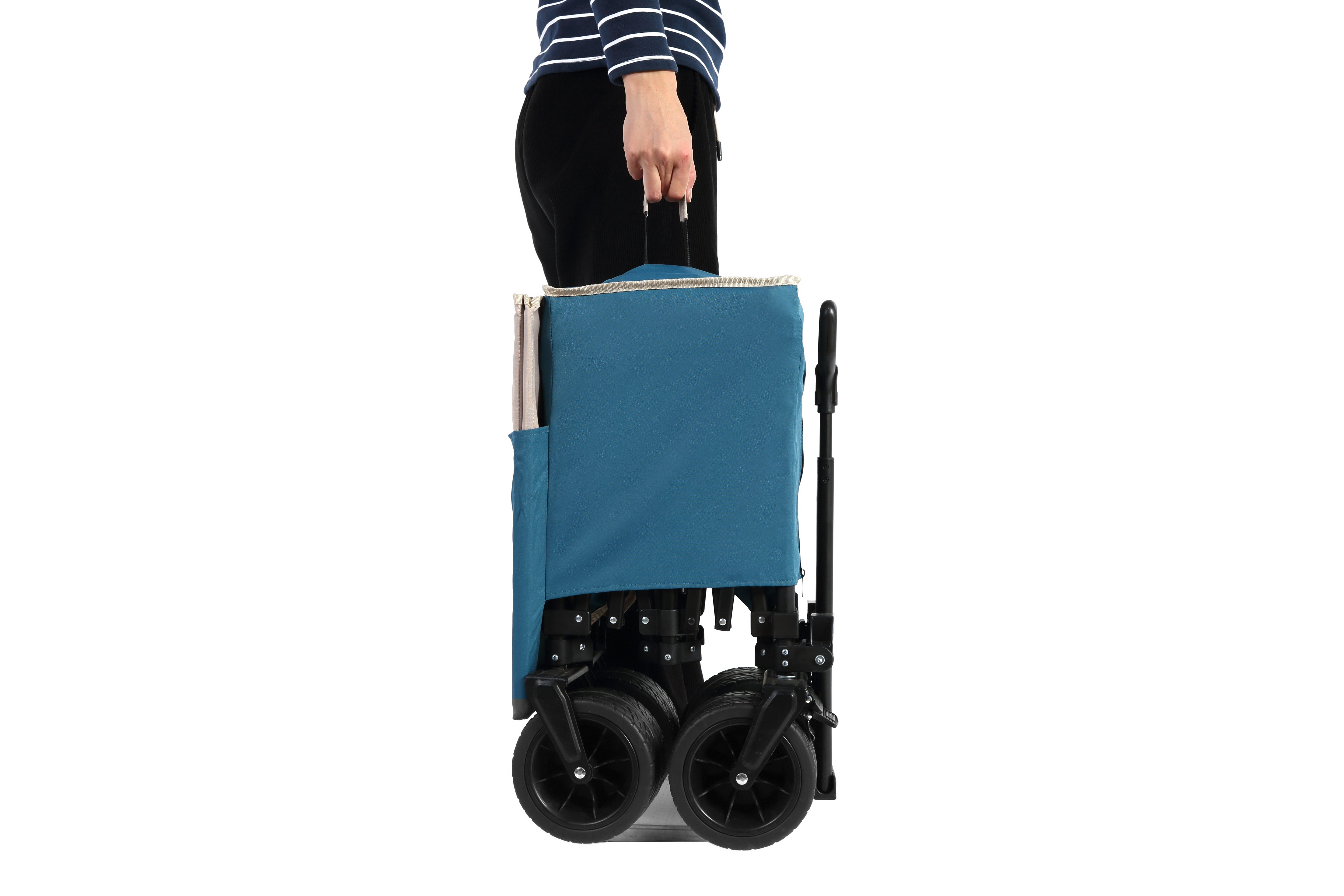 Beach Wagon, Collapsible 220lbs, Heavy Duty, All-Terrain Wheels, Blue