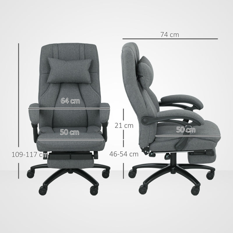 Vinsetto Massage Office Chair with USB Interface, Swivel Wheels, Dark Grey