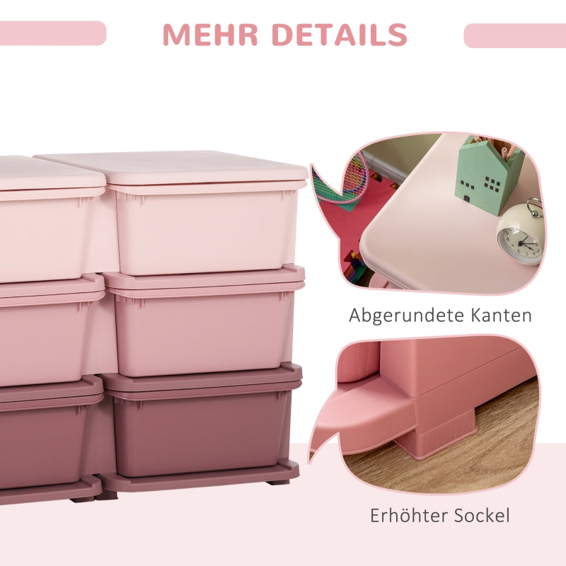 Plastic Storage Box, 6-Drawer Toy Organizer for Children's Room, Pink