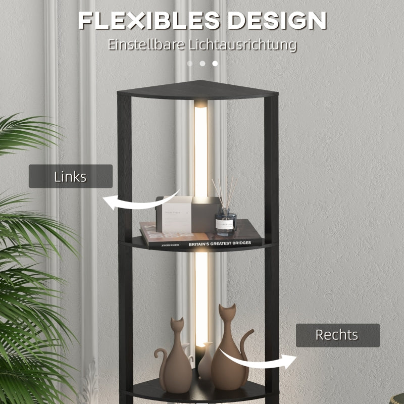 Floor Lamp, LED with 4 Shelves, E27 Socket, 24W, 3 Light Colors, Black