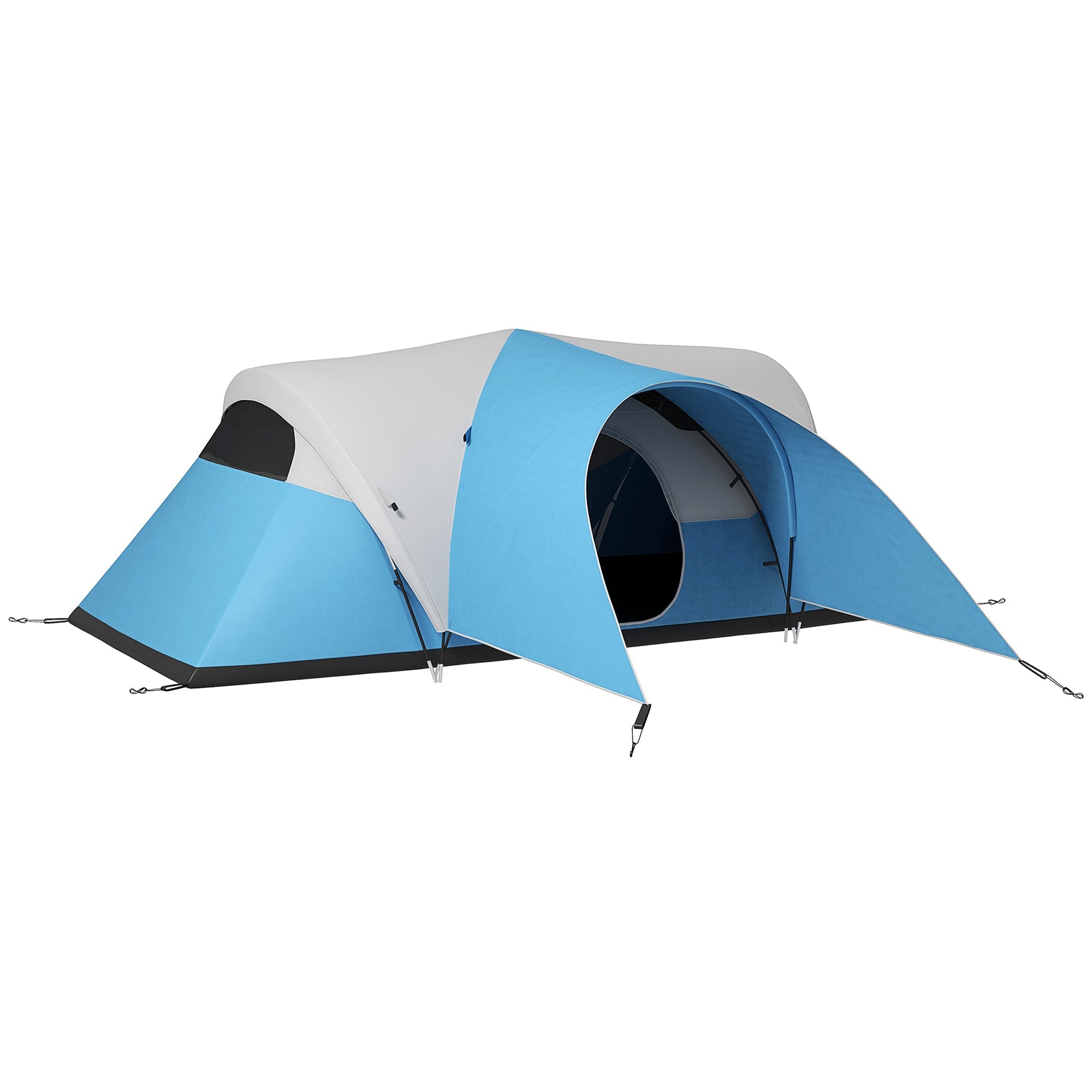 Tunnel Tent, Family Camping, Water-Repellent, 6 Person, Blue