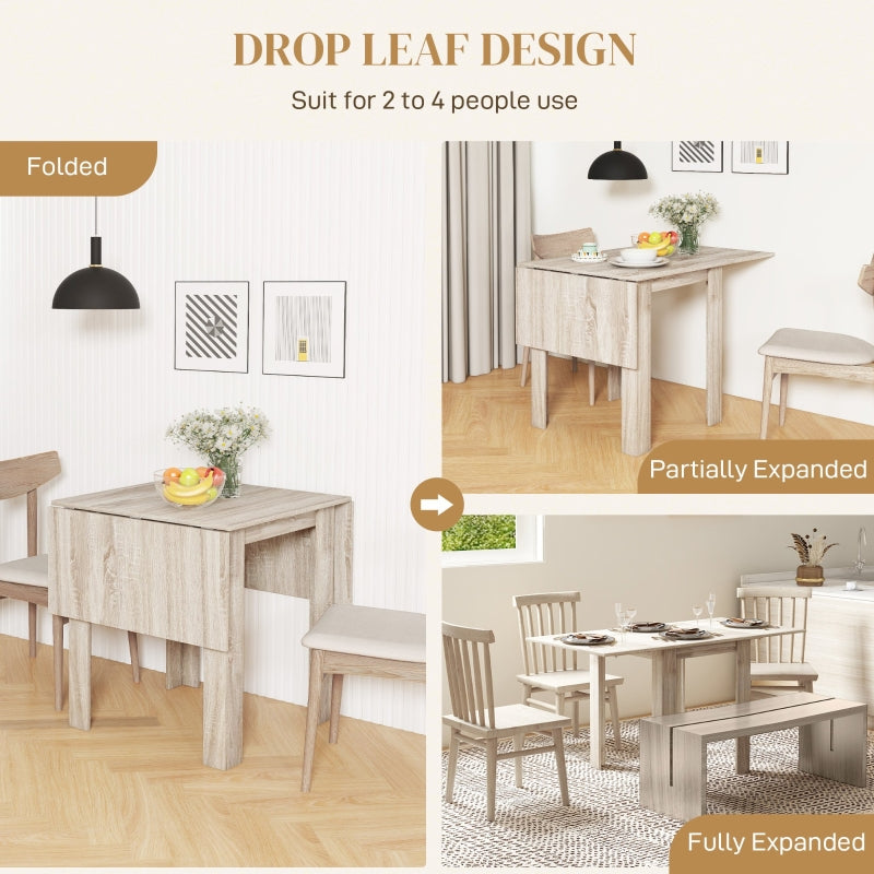 Four-Seater Drop Leaf Dining Table Expanding, Wood Effect