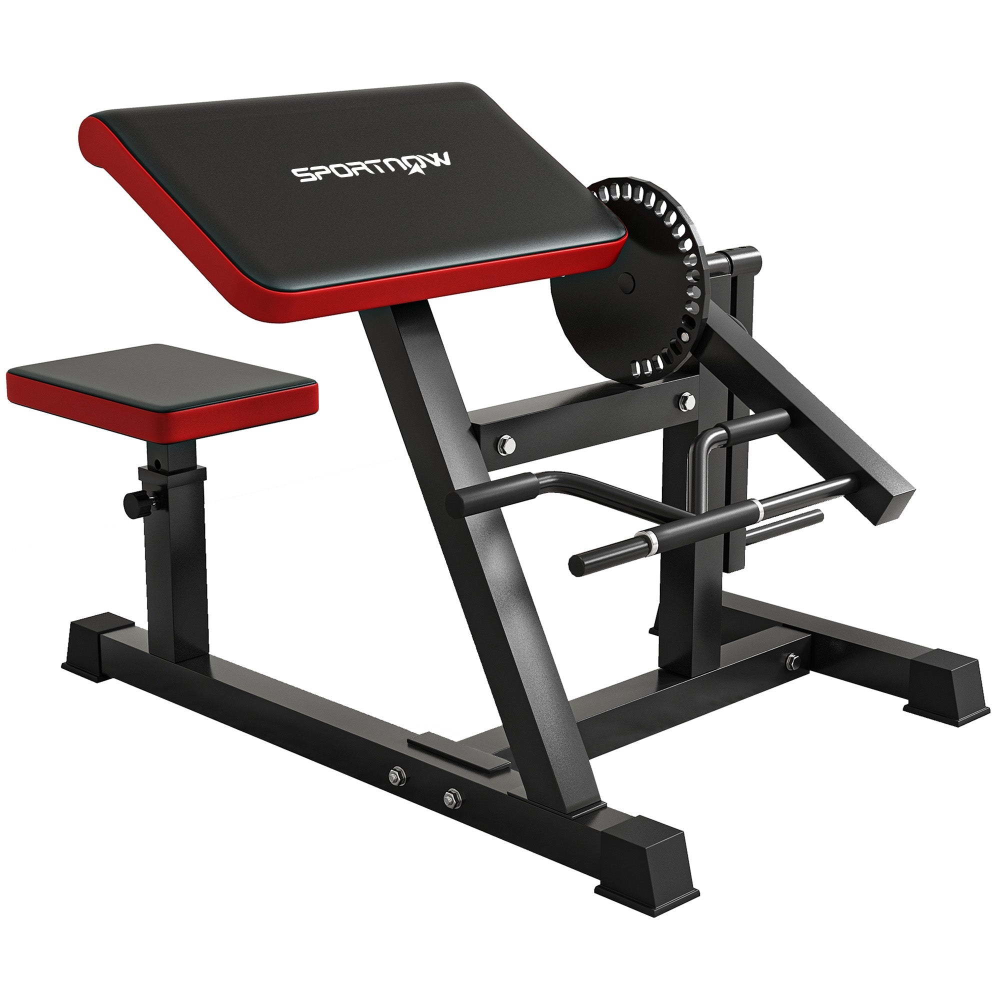 Biceps Triceps Curl Machine, 5-Level Adjustable Seat, Synthetic Leather Black