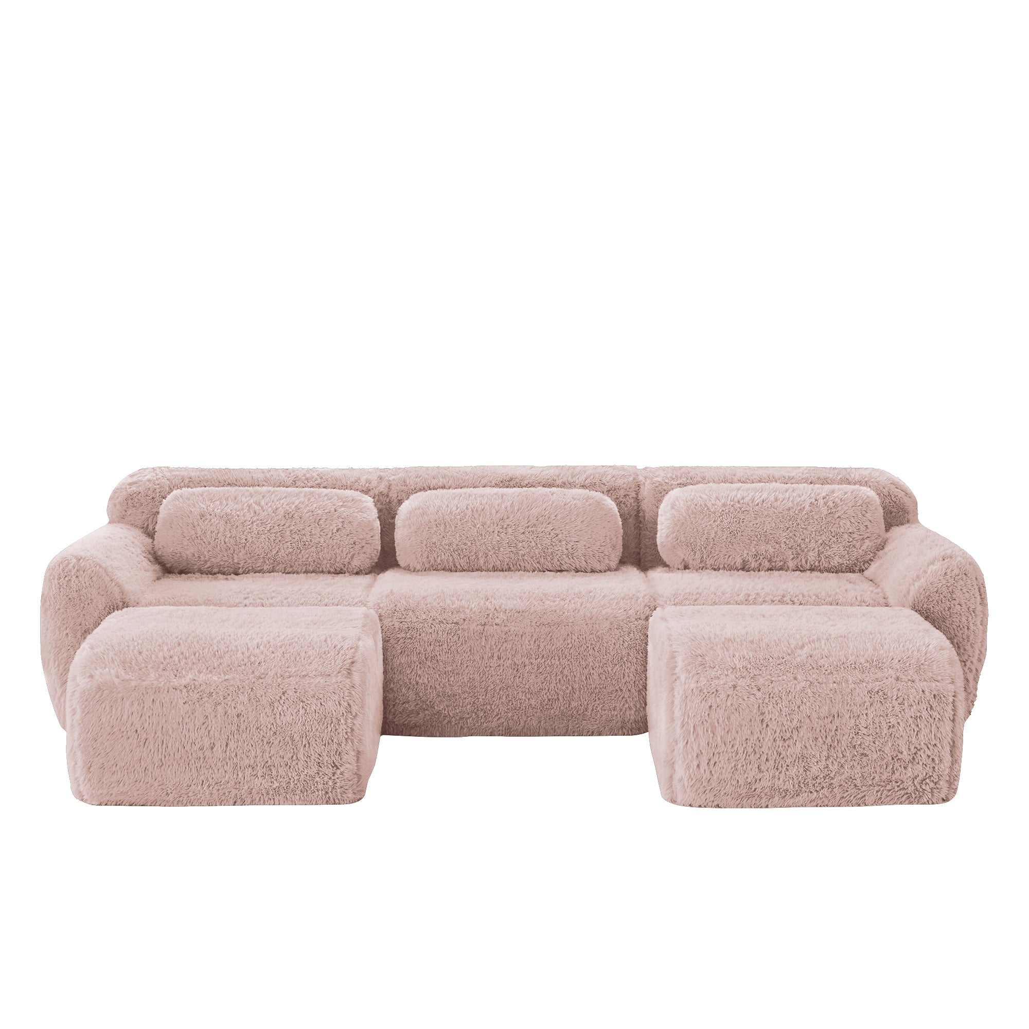U-Shaped Modular Sofa Plush No Assembly High-Resilience Foam - Pink