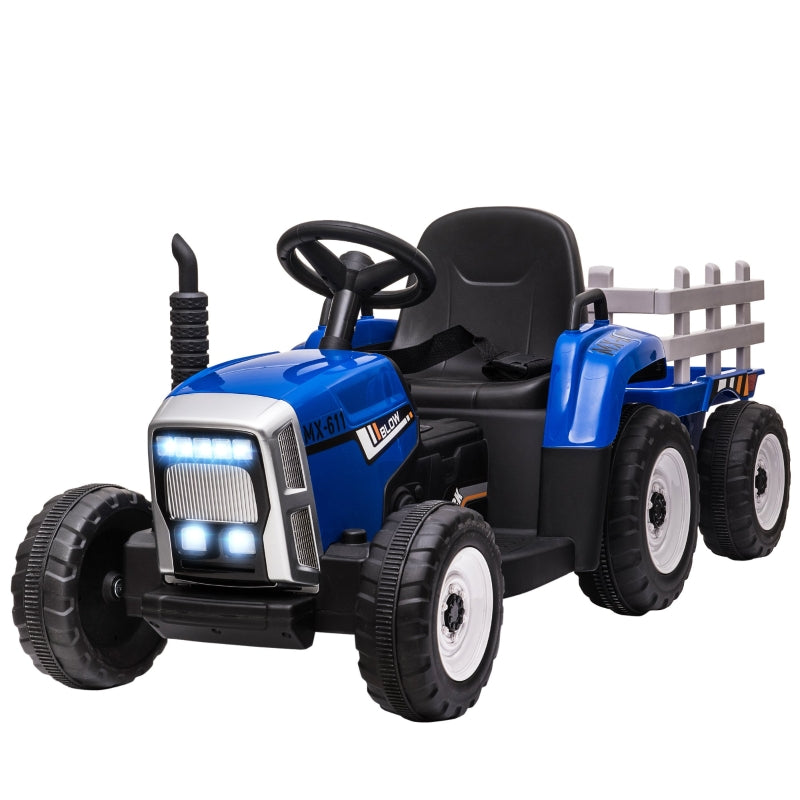 Children's Electric Car with Trailer and Remote Control, Ages 3-6, Blue