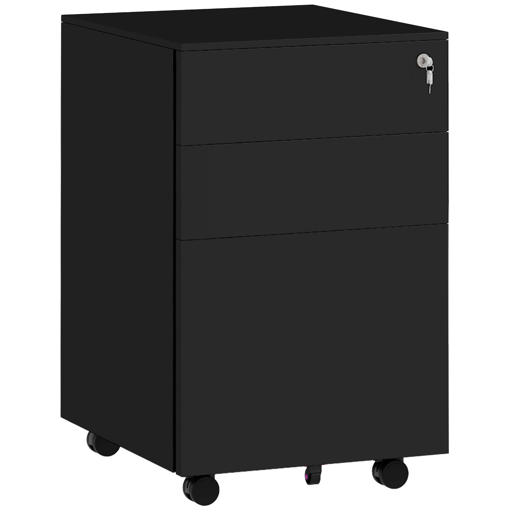 Vinsetto Filing Cabinet with Drawers, Mobile Steel, Black