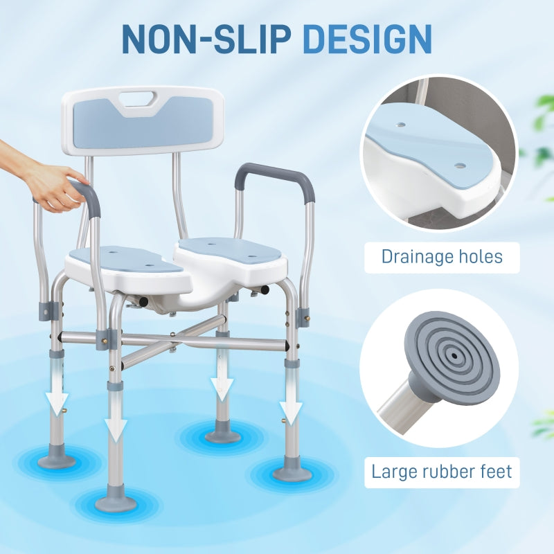 Aluminium Shower Chair Padded Seat Light Blue