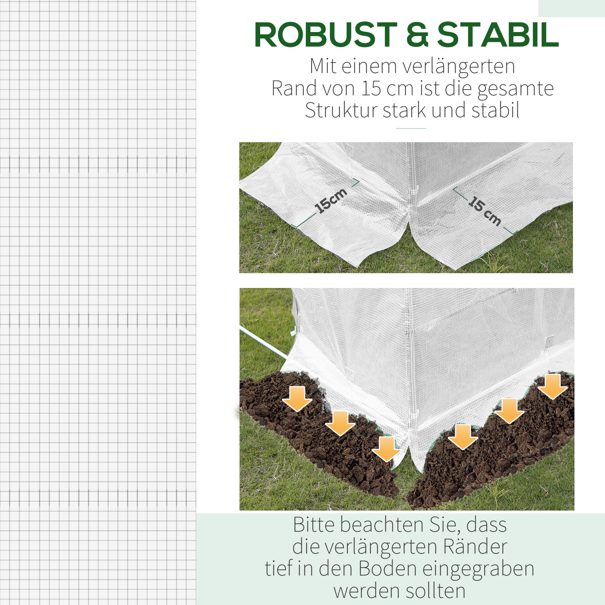 Replacement Cover 600x300x200cm, Front Door, 12 Windows, Tear-Resistant Film, White