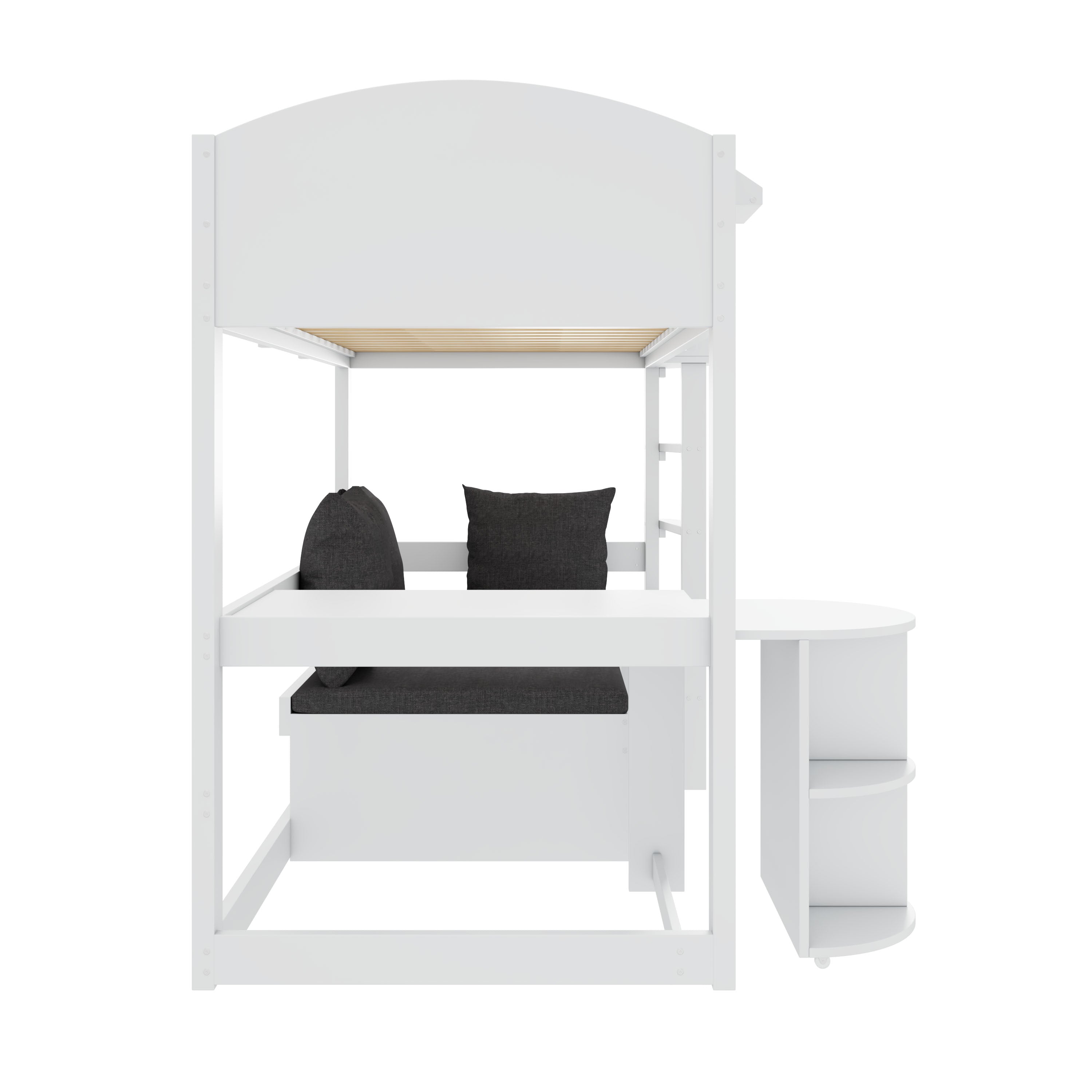 Double Bed 140x190cm Storage Drawers LED USB-C Charging, Wood White