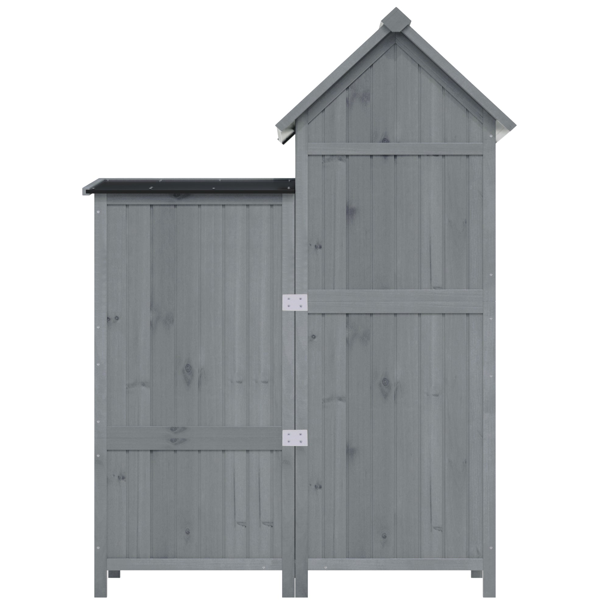 Outdoor Storage Shed with Weatherproof Double-Door and Large Storage, Grey Fir Wood