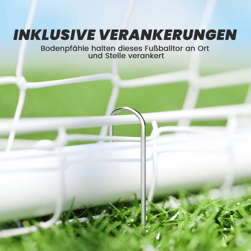Football Goal with Robust Net and Plastic Frame, 240 x 90 x 180 cm, White
