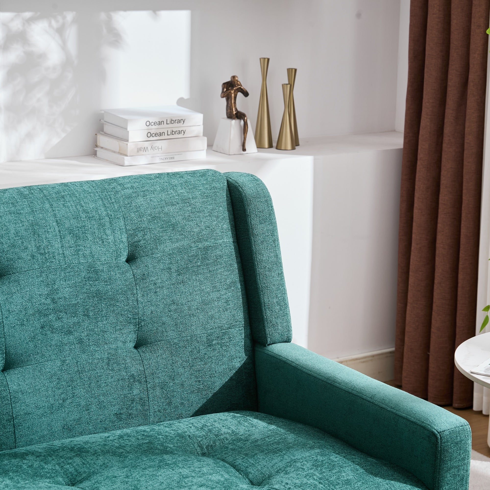 2-Piece Accent Armchair Set with High-Density Foam and Solid Wood Legs, Durable Fabric