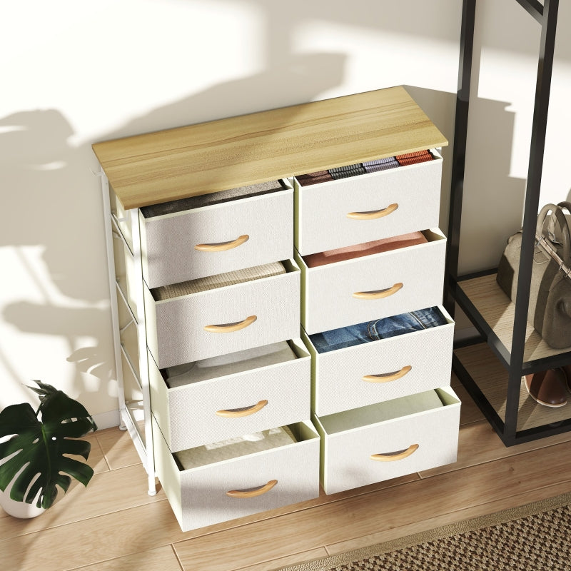 Schlafzimmer-Kommode, 8 Stoffschubladen, Stahl, Beige