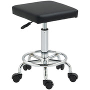 Salon Stool, Adjustable Height Swivel, Faux Leather Black