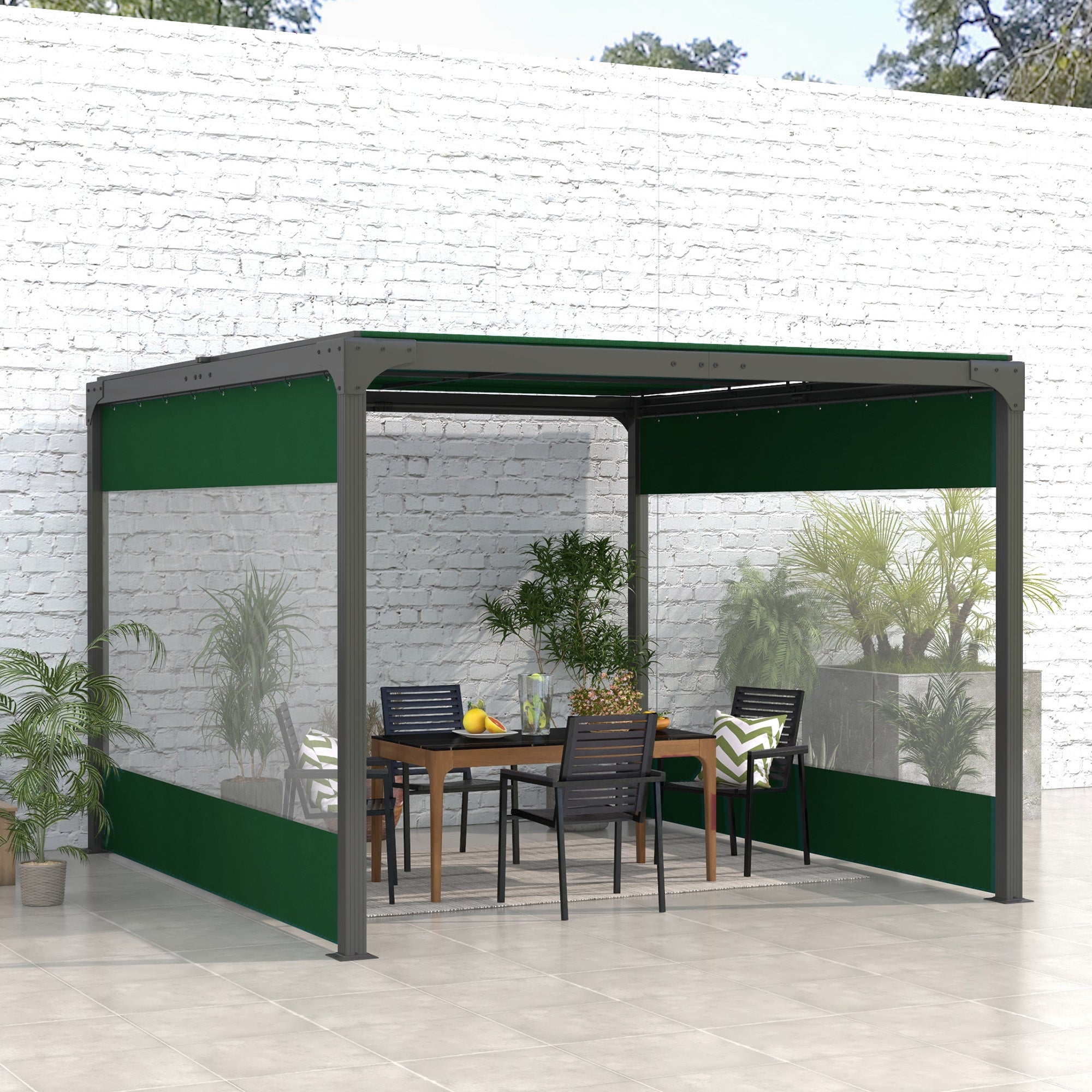 Ersatz-Pergolaplanen 3 x 2m 2er-Set Grün