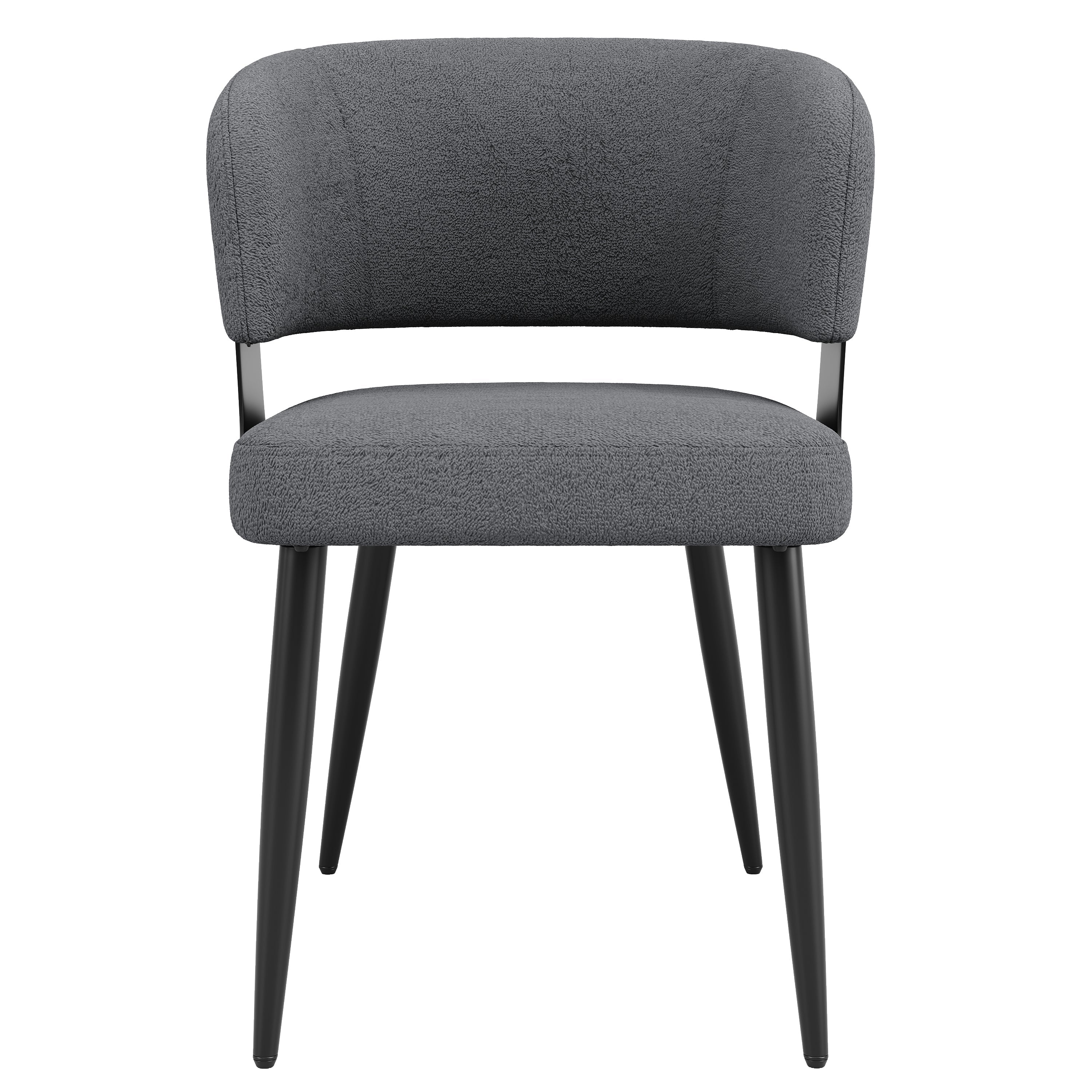 Dining Chair Set of 6, Ergonomic Design with Curved Backrest, Beige/Grey Flannel