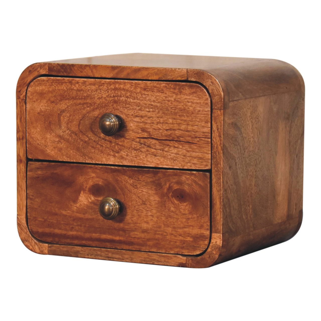 Mini Curved Wall Mounted Bedside, Honey Caramel