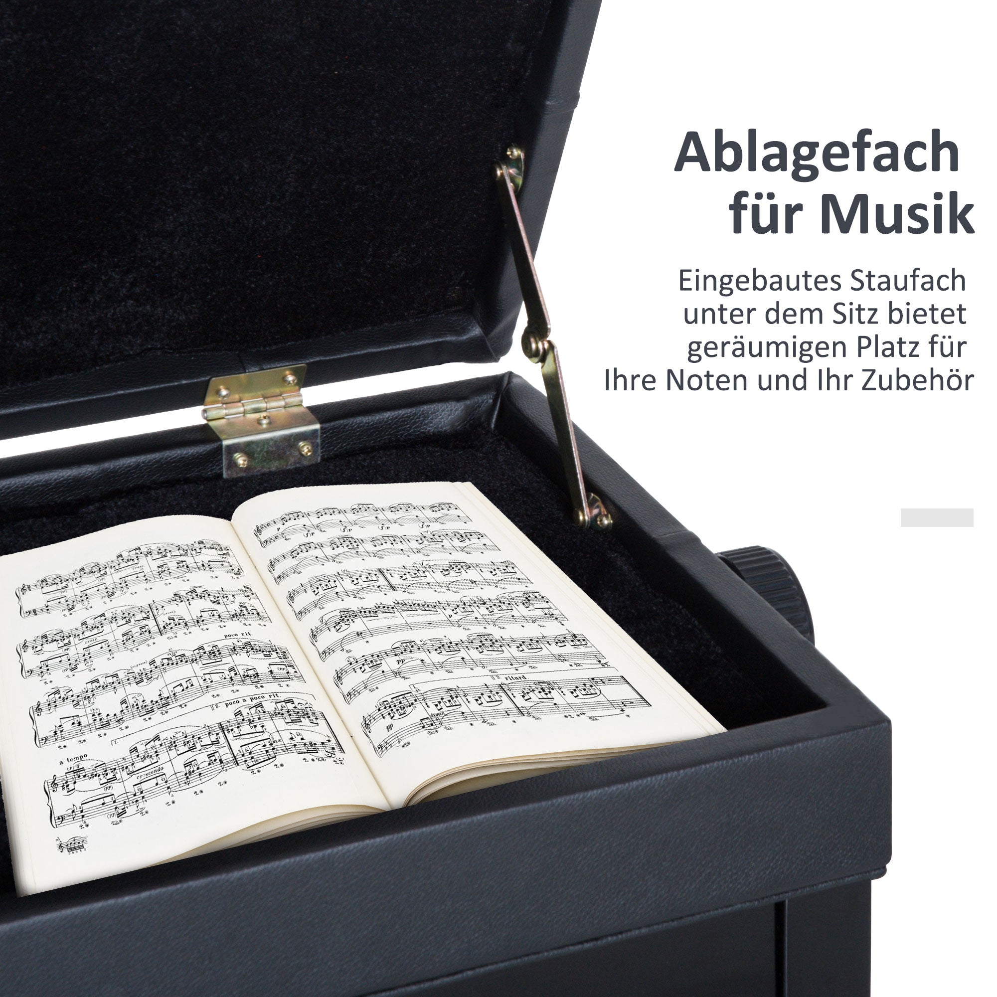 Klavierbank mit Stauraum, höhenverstellbar, Holz