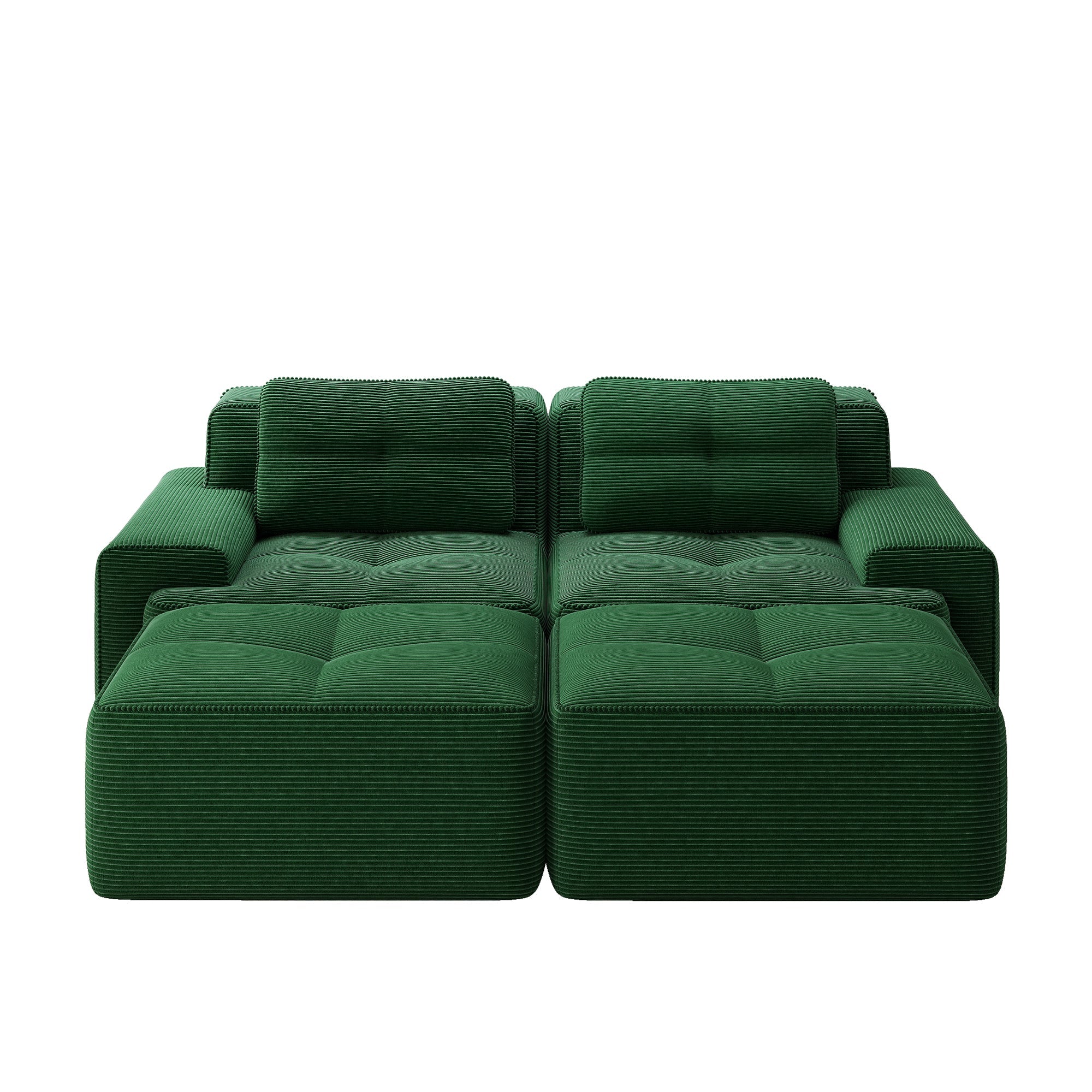 Cloud Modular Sofa U-Shape with Ottoman Deep Seat - Corduroy Green