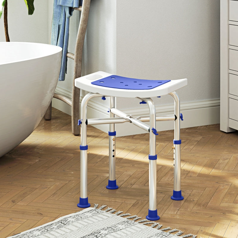 Shower/Bath Stool 44-51.5cm Adjustable Height Aluminium Frame White