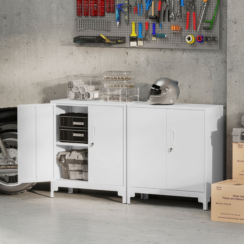 Metall-Büroschrank, abschließbare Türen, 2-lagig, Weiß