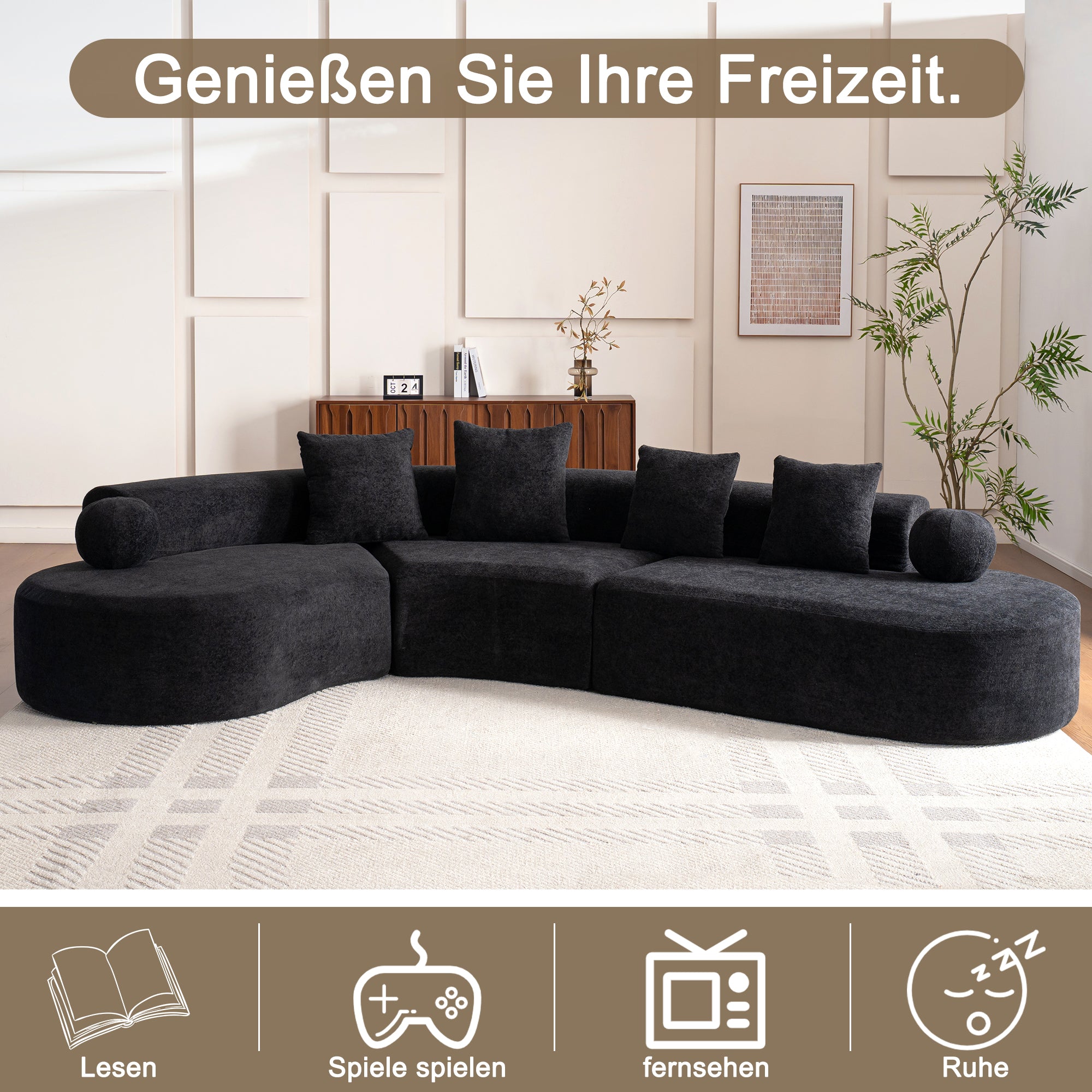 L-Shaped Sectional Cloud Sofa with Arched Design and Boneless Construction, White Fabric