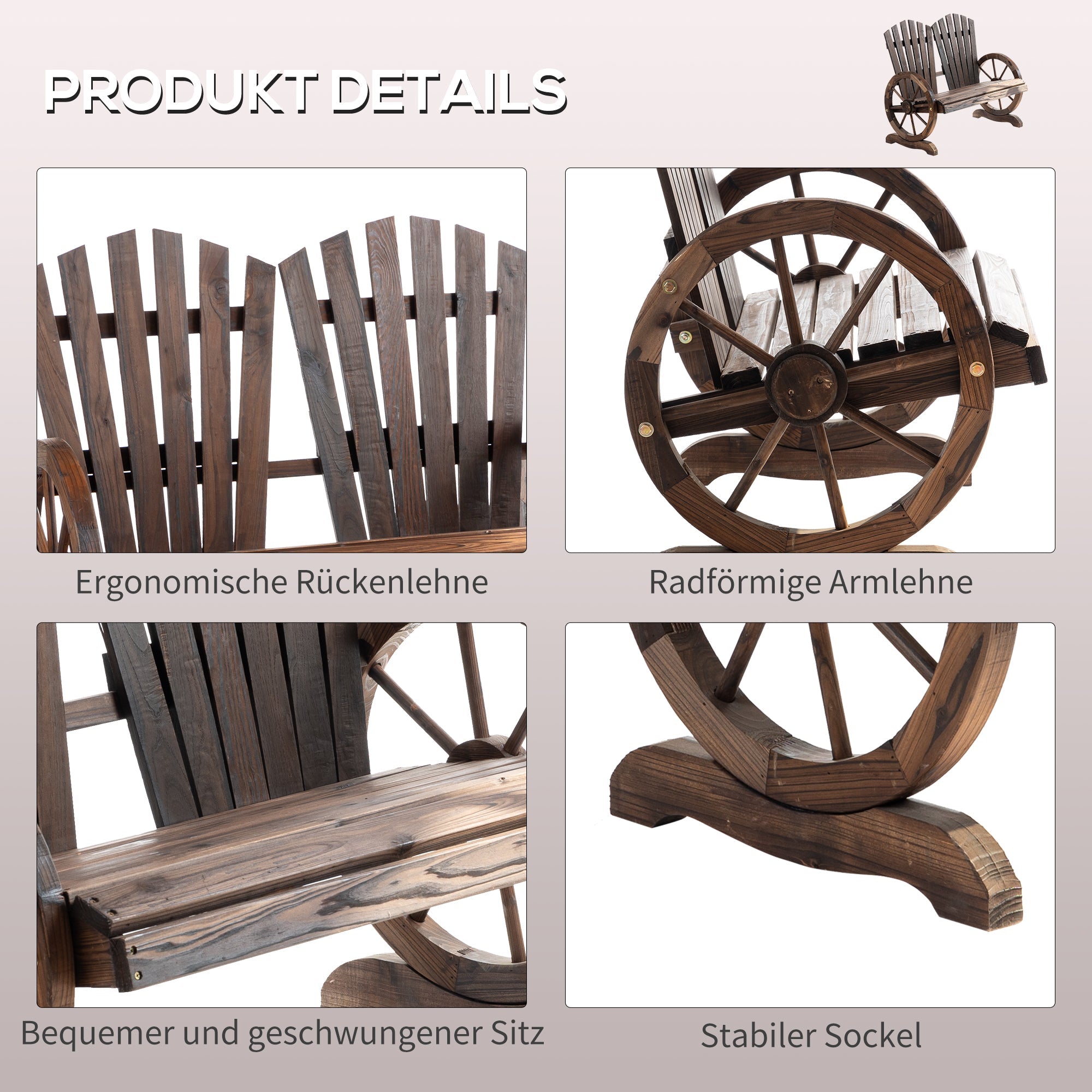 Garden Bench with Armrests, Solid Wood, Dark Brown