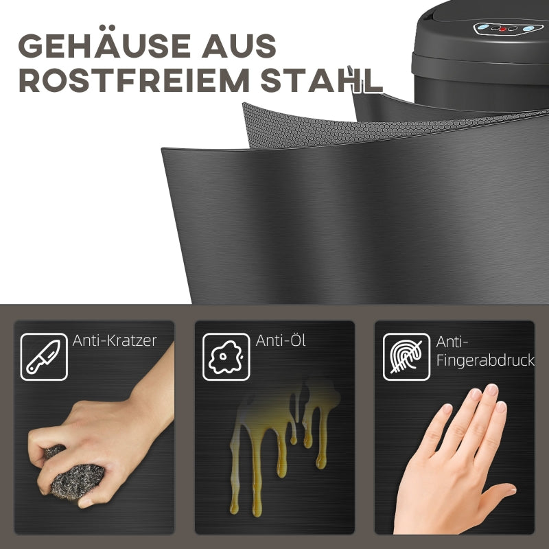 Waste Bin 42L Sensor-Activated Soft-Close Touchless - Stainless Steel
